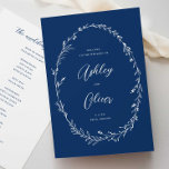 Rustic Navy Blue Boho Wildflower Wreath Wedding Program<br><div class="desc">This lovely wedding ceremony program features a lovely navy blue and white colour palette with hand-drawn wildflowers and elegant typography. Together these elements create an rustic yet elegant wedding program that would be perfect for a romantic wedding any time of the year. This design coordinates with our Rustic Wildflowers wedding...</div>