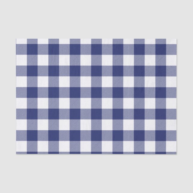 Rustic Navy Blue Buffalo Check Pattern Tissue Paper (Front)