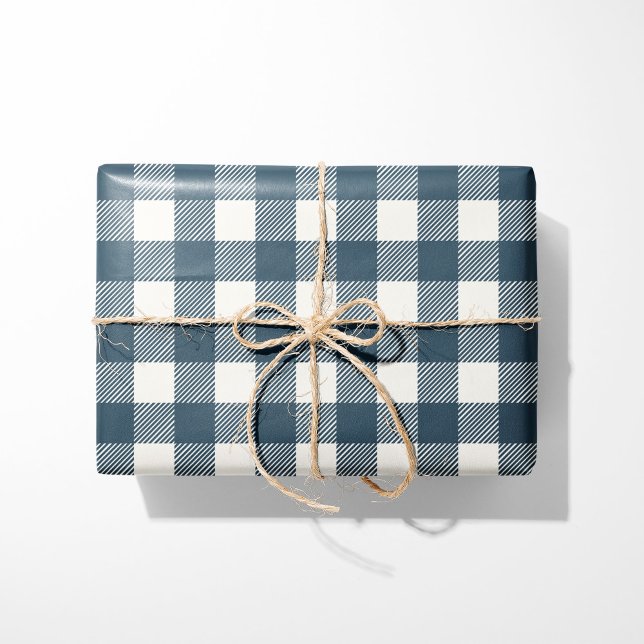 Rustic Navy Blue Buffalo Plaid Wrapping Paper (Creator Uploaded)