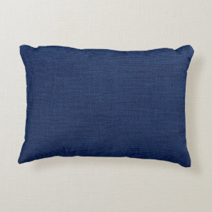 Rustic Navy Blue Burlap Texture Decorative Cushion