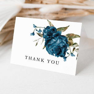 Rustic Navy Blue Floral  Thank You Card