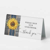 Rustic Navy Blue Lace Sunflower Guest Book Wedding