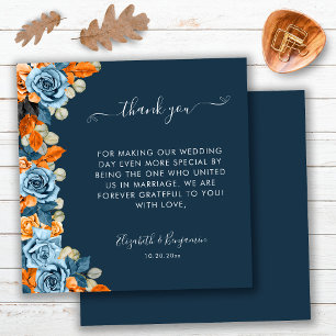 Rustic Navy Blue Rust Wedding Officiant Thank You Card