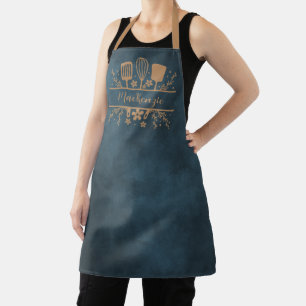 Rustic Navy Blue Smock with Spatulas and Whisk Apron
