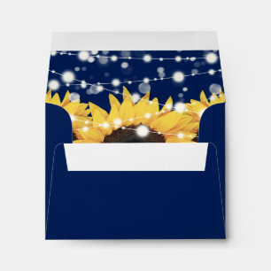 Rustic Navy Blue Sunflower Return Address Wedding  Envelope