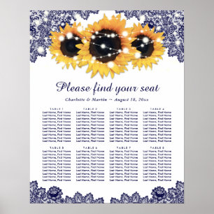 Rustic Navy Blue Sunflower Wedding Seating Chart 8