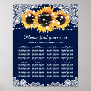 Rustic Navy Blue Sunflower Wedding Seating Chart 8