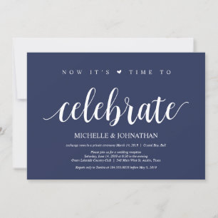 Rustic Navy Blue Wedding Elopement Reception Invitation