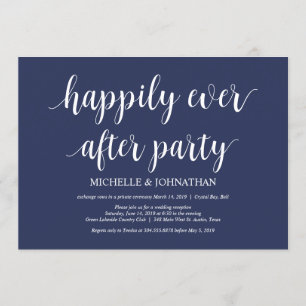 Rustic Navy Blue Wedding Elopement Reception Invitation