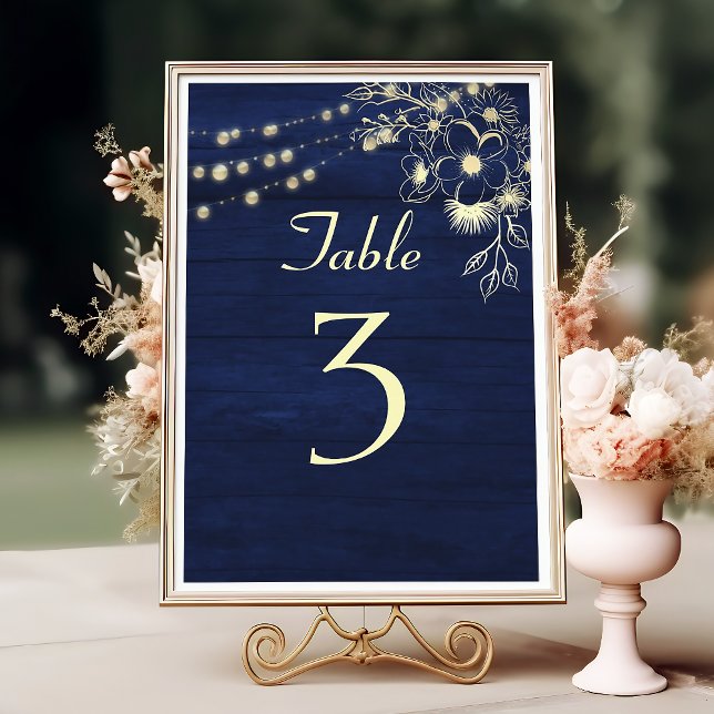 Rustic Navy Blue Wedding Table Number (Creator Uploaded)