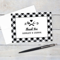 Rustic Navy Gingham Plaid BBQ Wedding Monogram Tha