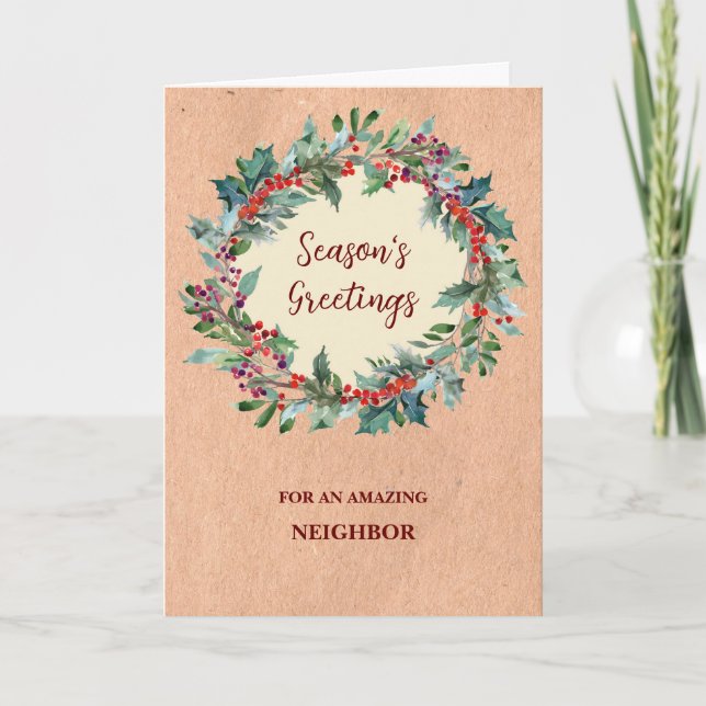 Rustic Neighbour Christmas Holiday Card (Front)