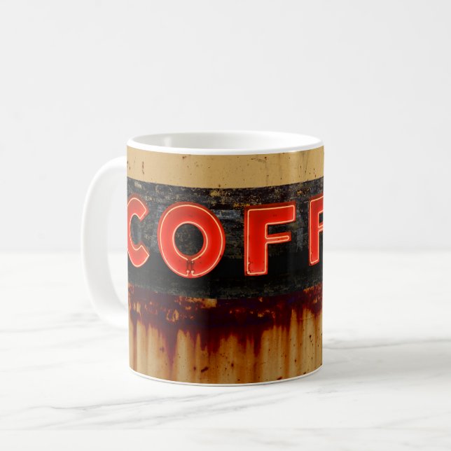 Rustic Neon Coffee Sign Coffee Mug (Front Left)