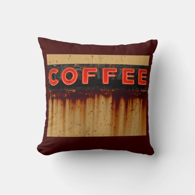 Rustic Neon Coffee Sign Cushion (Front)