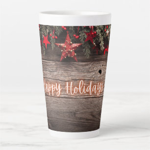 Rustic Neon Happy Holidays   Latte Mug