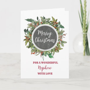 Rustic Nephew Merry Christmas Card