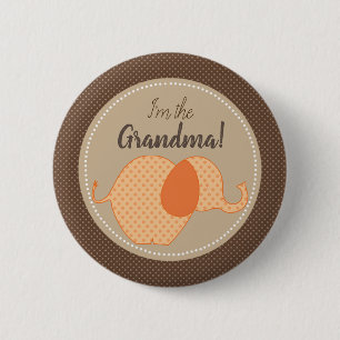 Rustic Neutral Baby Shower I'm the Grandma Family 6 Cm Round Badge