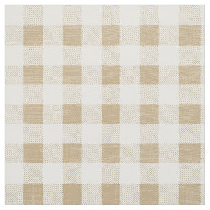 Rustic Neutral Beige Brown Gingham Buffalo Plaid  Fabric
