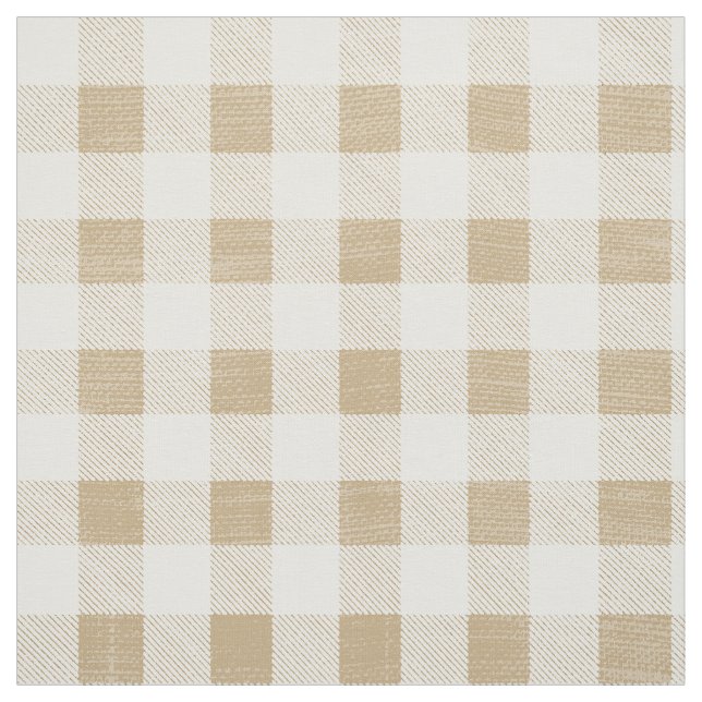 Rustic Neutral Beige Brown Gingham Buffalo Plaid  Fabric (Swatch)