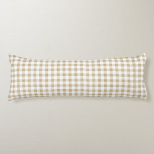 Rustic Neutral Beige Gingham Plaid  Body Cushion