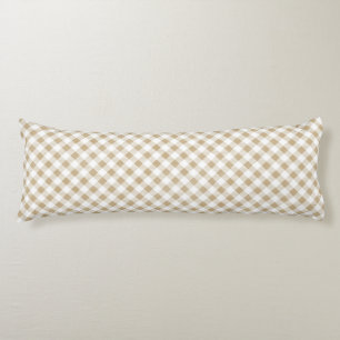 Rustic Neutral Beige Gingham Plaid Body Cushion