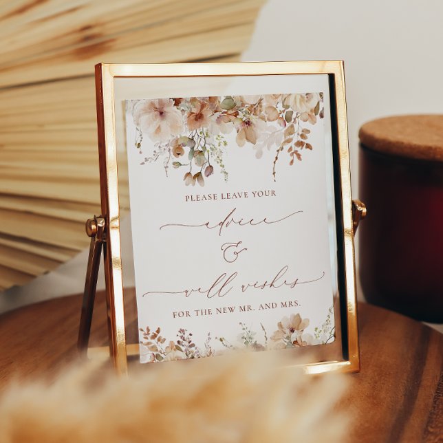 Rustic Neutral Boho Floral Advice and Wishes Sign (Creator Uploaded)