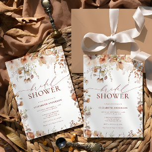 Rustic Neutral Boho Floral Bridal Shower Invitation