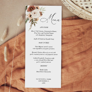 Rustic Neutral Boho Floral Menu 