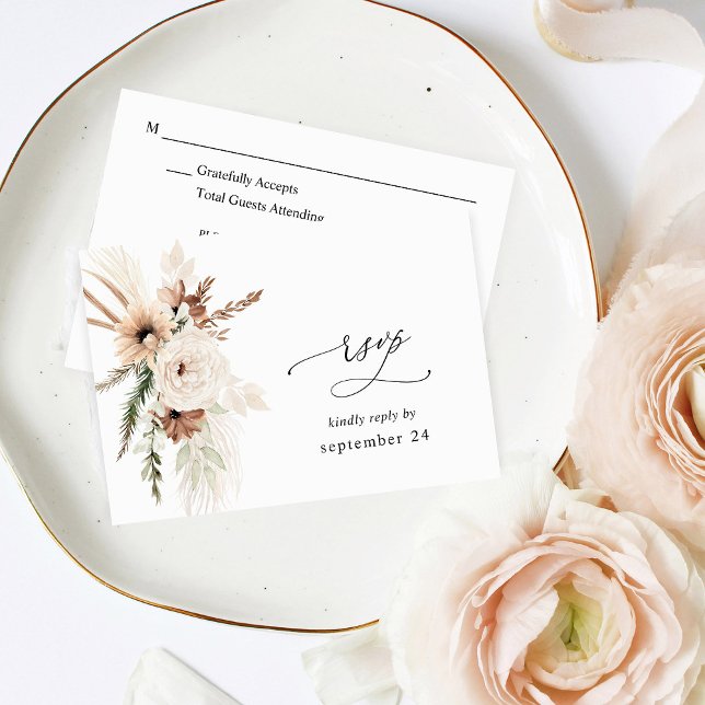 Rustic Neutral Boho Floral w Meal RSVP 2 (Creator Uploaded)
