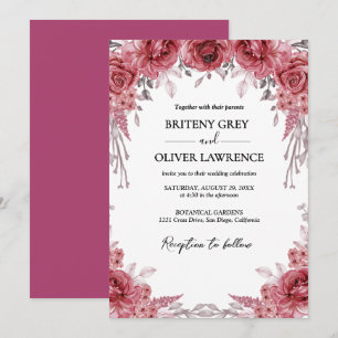 Rustic Neutral Boho Floral Wedding Invitation