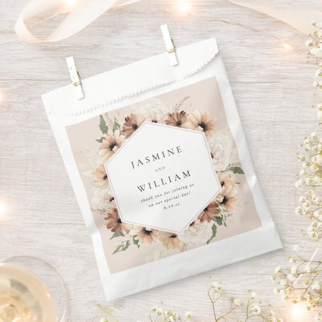 Rustic Neutral Boho Floral Wedding S2- Beige Favour Bag (Clipped)