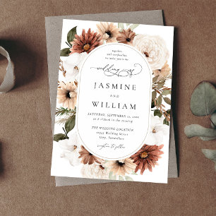 Rustic Neutral Boho Floral Wedding S2 Invitation