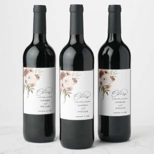 Rustic Neutral Boho Floral Wine Label 2