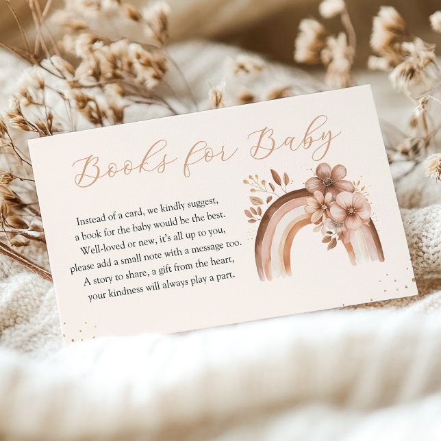 Rustic Neutral Boho Rainbow Books for Baby Enclosure Card (Creator Uploaded)