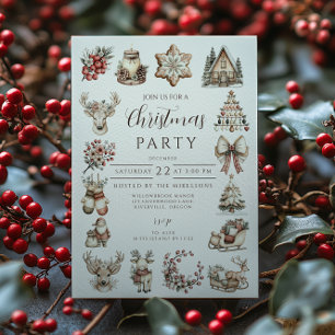 Rustic Neutral Christmas Celebration Invitation