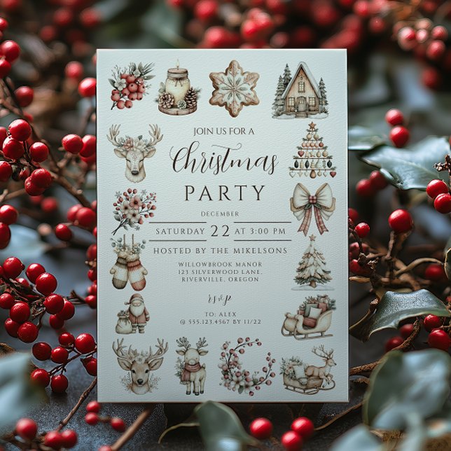 Rustic Neutral Christmas Celebration Invitation (Creator Uploaded)