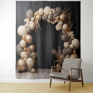 Rustic Neutral Colours Balloon BackdropHanging Tapestry