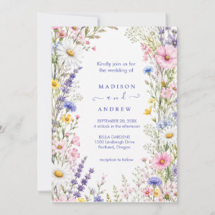 Rustic Neutral Floral Wedding Invitation