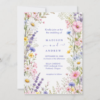 Rustic Neutral Floral Wedding Invitation