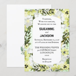 Rustic Neutral Floral Wedding Invitation