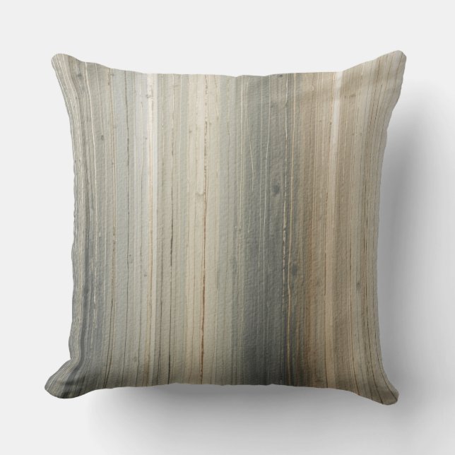 Rustic Neutral Gray Brown Abstract Stripe Cushion (Front)