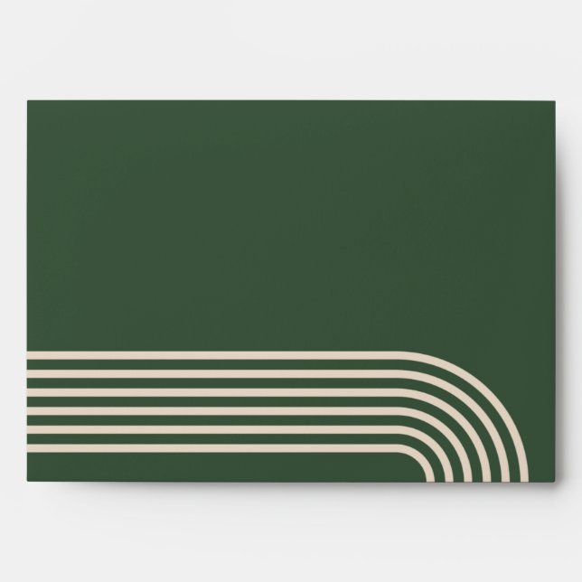 Rustic Neutral Green Arched Modern Wedding Envelope (Front)