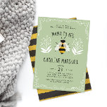Rustic Neutral Mama to Bee Baby Drive-up Shower In Invitation<br><div class="desc">Celebrate the mama and baby to be with this sage green, gender neutral invitation, clever play on words and sweetly rustic bee illustration with swirls and floral details plus elegant typography. The text is easy to personalise and for even more custom options use the customise further link for total design...</div>