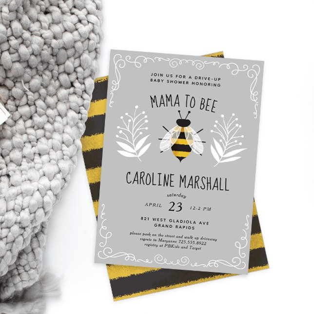 Rustic Neutral Mama to Bee Baby Drive-up Shower Invitation (Creator Uploaded)