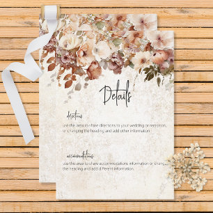 Rustic Neutral & Pink Floral Drop Details Enclosure Card