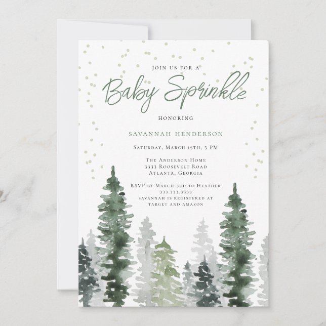 Rustic Neutral Sage Green Sprinkle Baby Shower Invitation (Front)