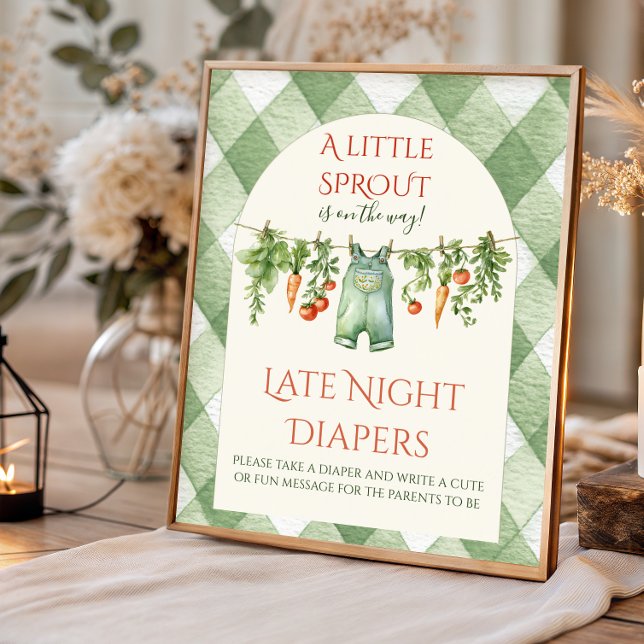 Rustic Neutral Sprout Baby Shower Diaper Fun Poster (Creator Uploaded)