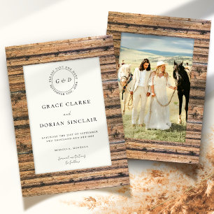 Rustic Neutral Wood Platemark Boho Photo Wedding Save The Date