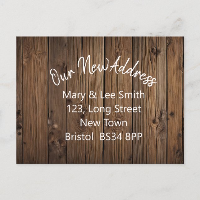 rustic new address postcard (Front)