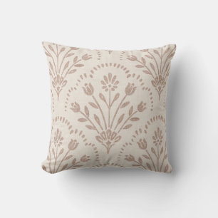 Rustic New Farmhouse Terracotta Floral Scallop Cushion